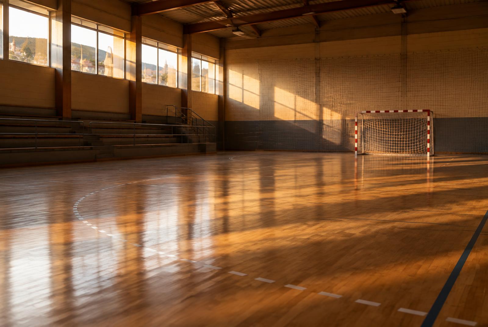 Illustrative image: an empty sports hall
